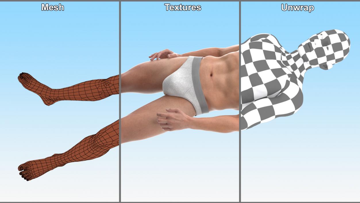 3D model Man Character in Underwear Standing