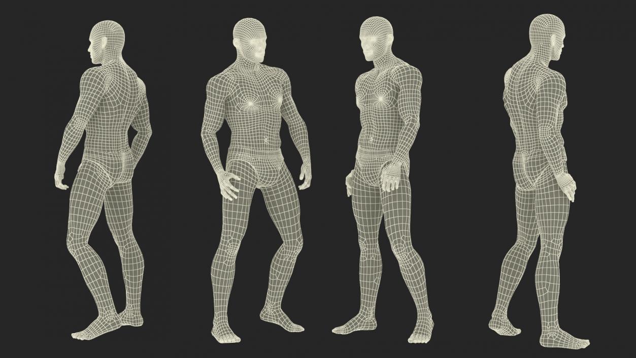 3D model Man Character in Underwear Standing