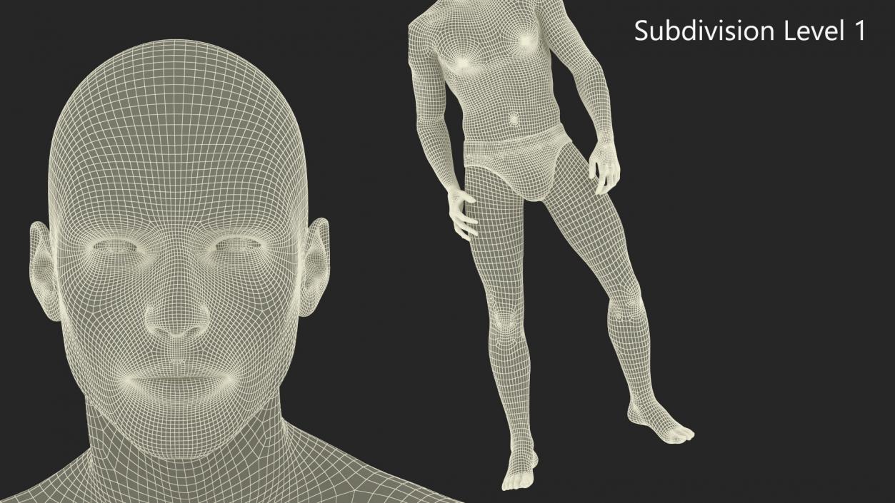 3D model Man Character in Underwear Standing