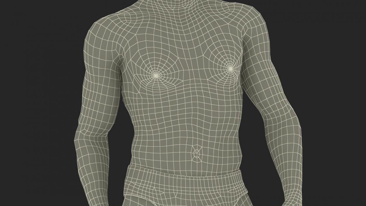 3D model Man Character in Underwear Standing