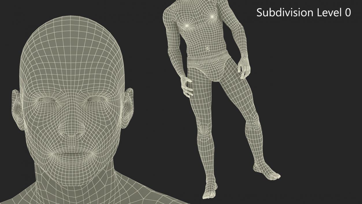 3D model Man Character in Underwear Standing