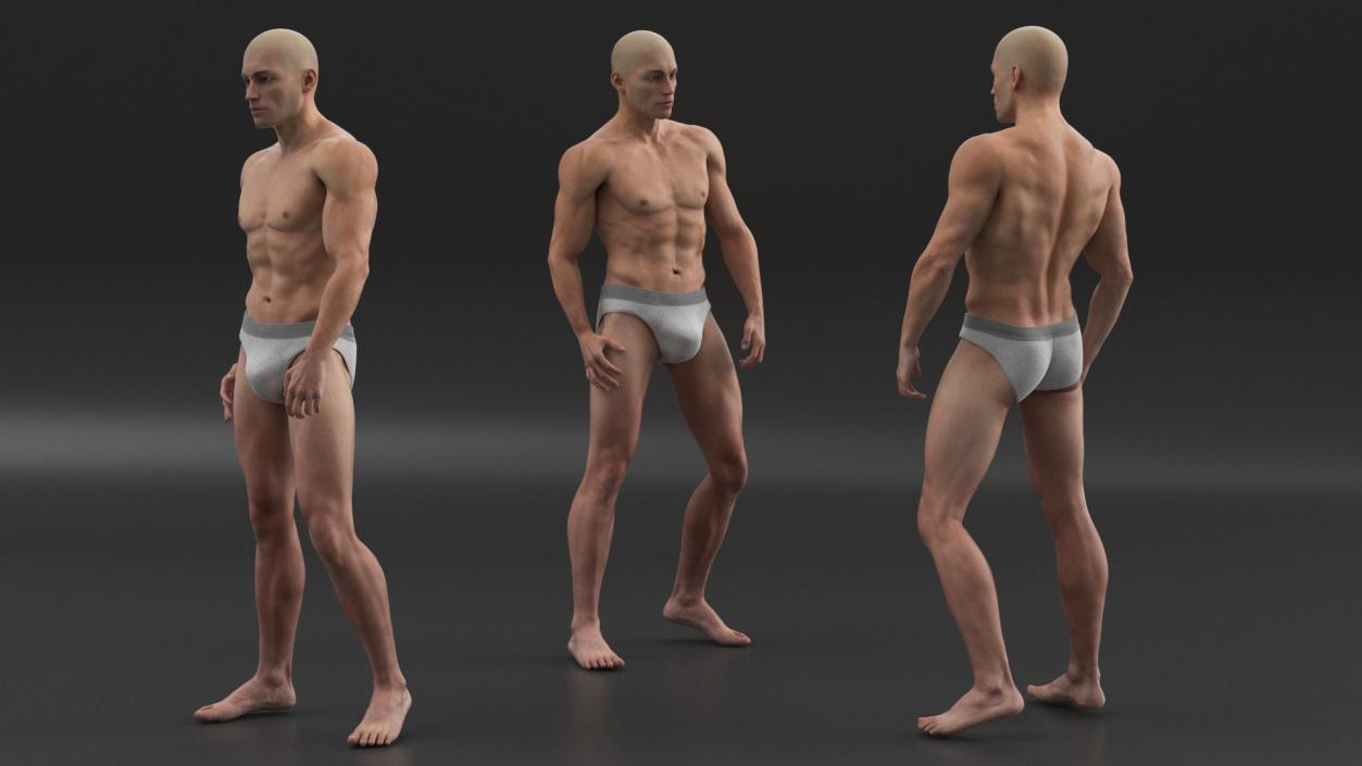 3D model Man Character in Underwear Standing