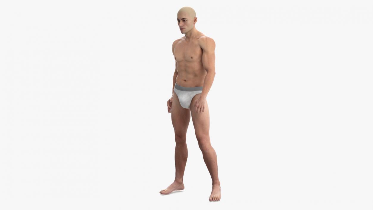 3D model Man Character in Underwear Standing