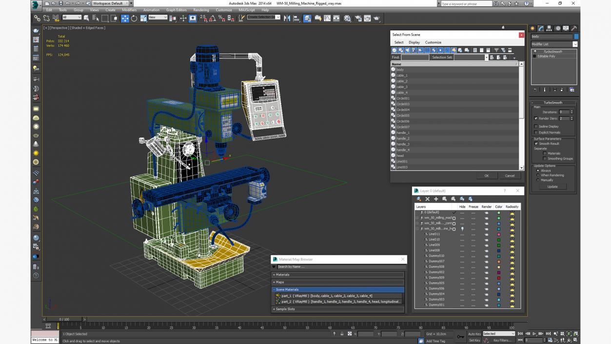 3D WM-50 Milling Machine Rigged model