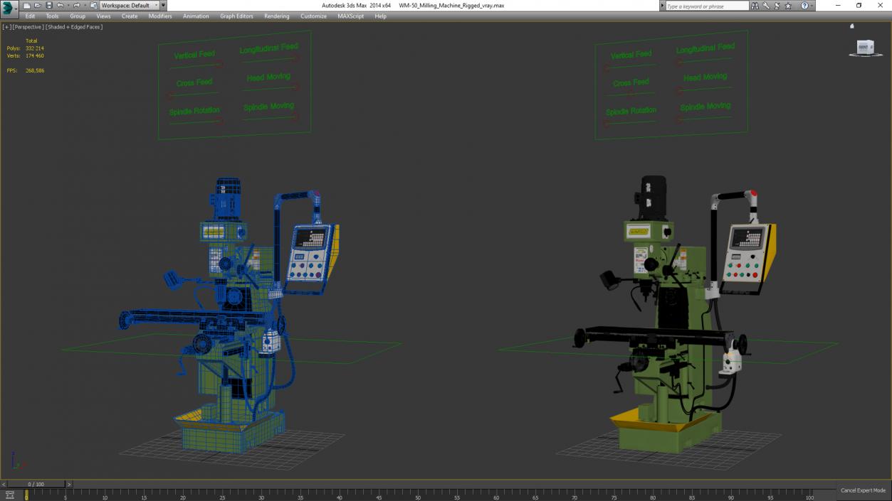 3D WM-50 Milling Machine Rigged model