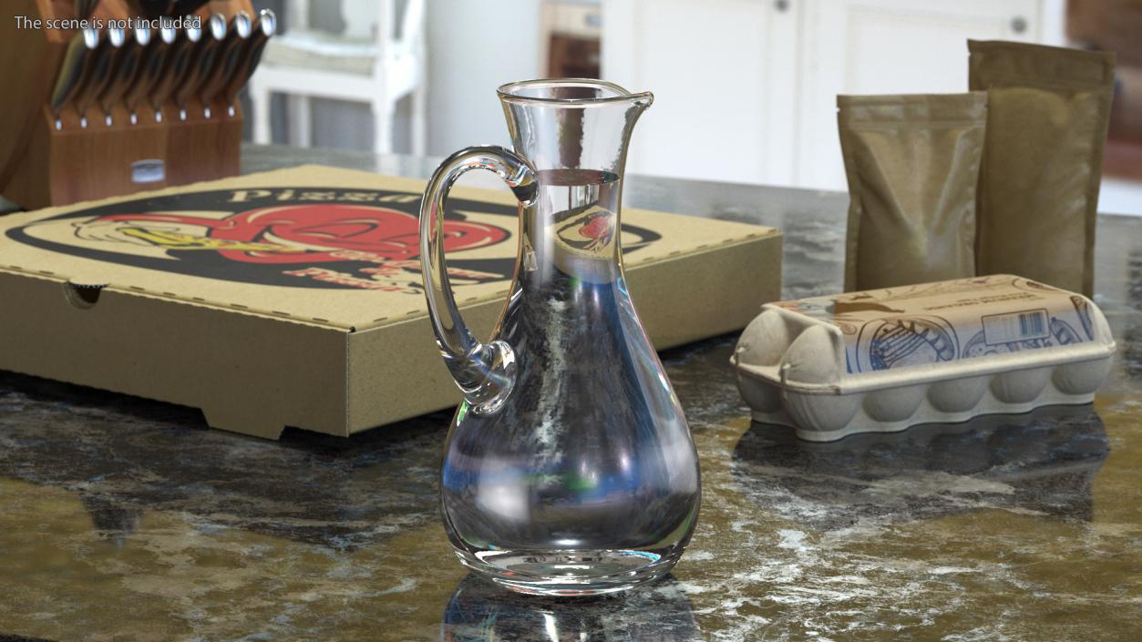 Glass Jug Narrow Neck With Water 3D