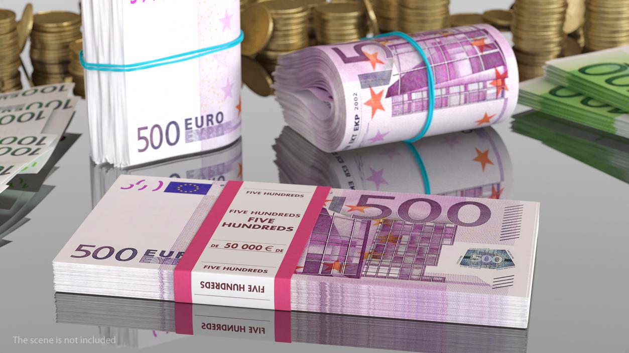 3D model 500 Euro Bundle Banknotes