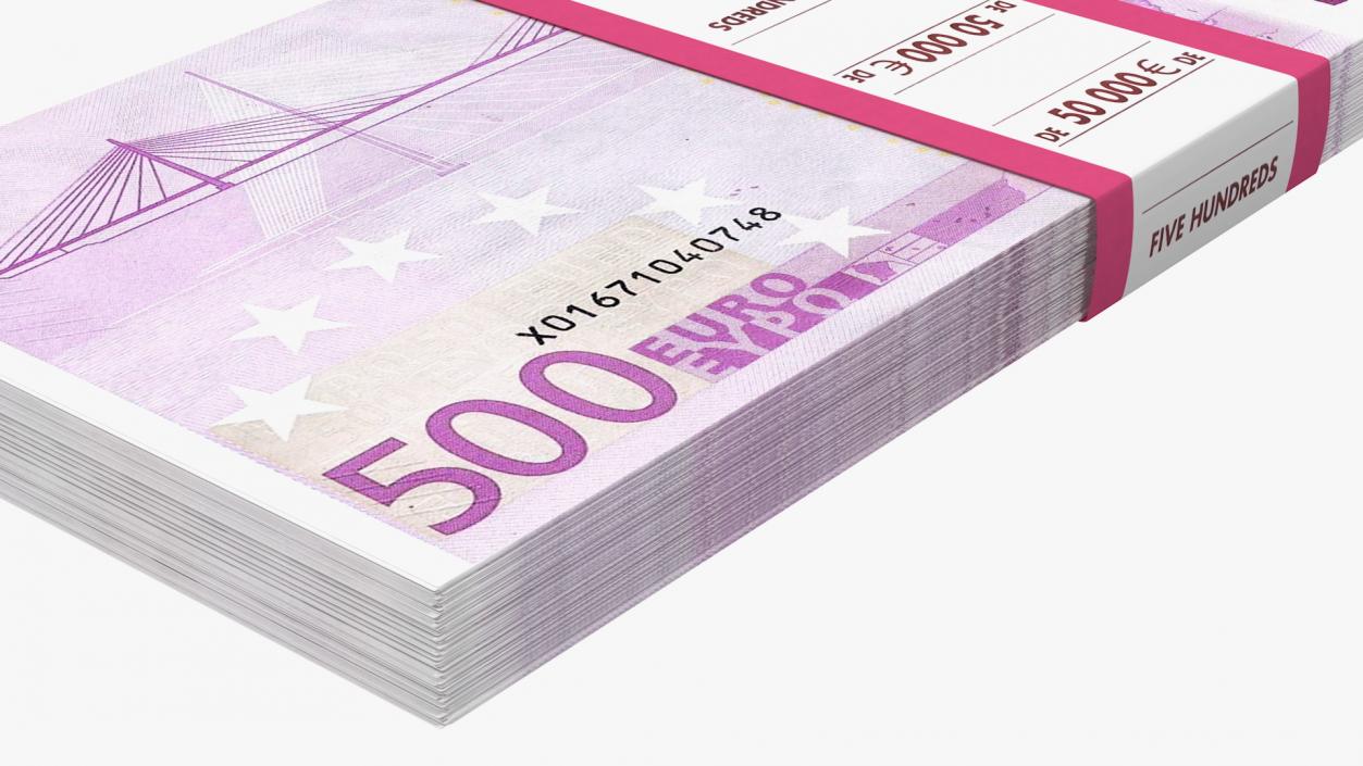 3D model 500 Euro Bundle Banknotes