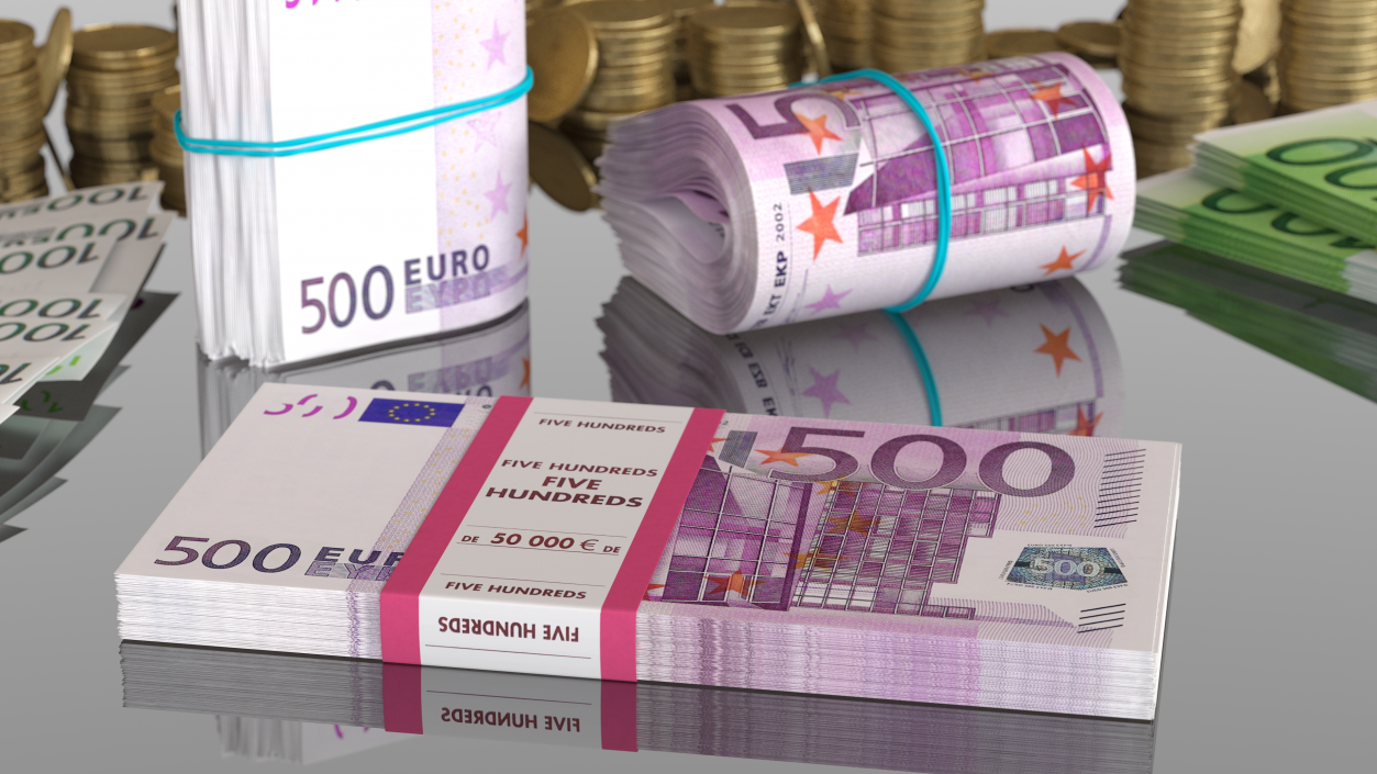 3D model 500 Euro Bundle Banknotes