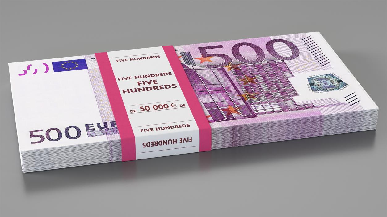 3D model 500 Euro Bundle Banknotes