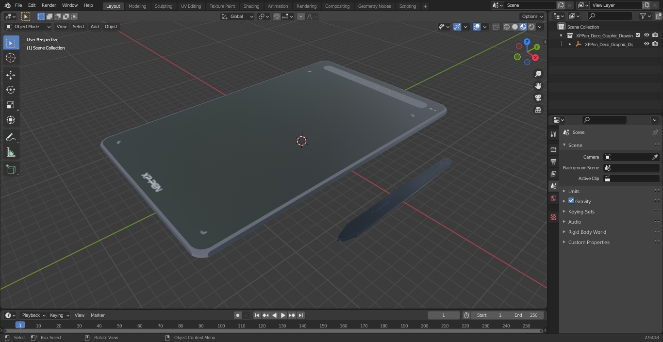 XPPen Deco Graphic Drawing Tablet Black 3D model