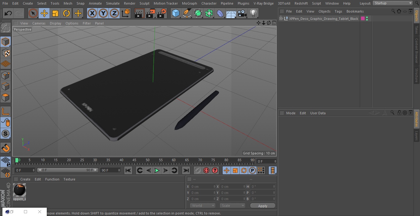 XPPen Deco Graphic Drawing Tablet Black 3D model