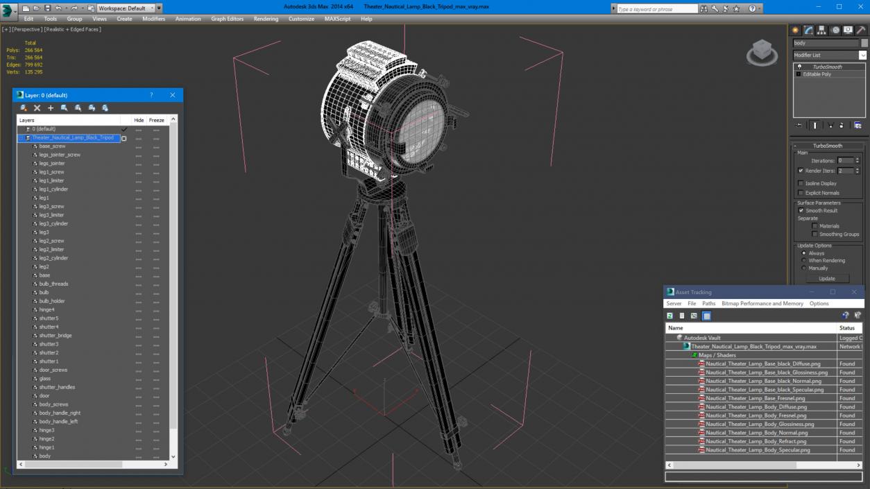 Theater Nautical Lamp Black Tripod 3D model