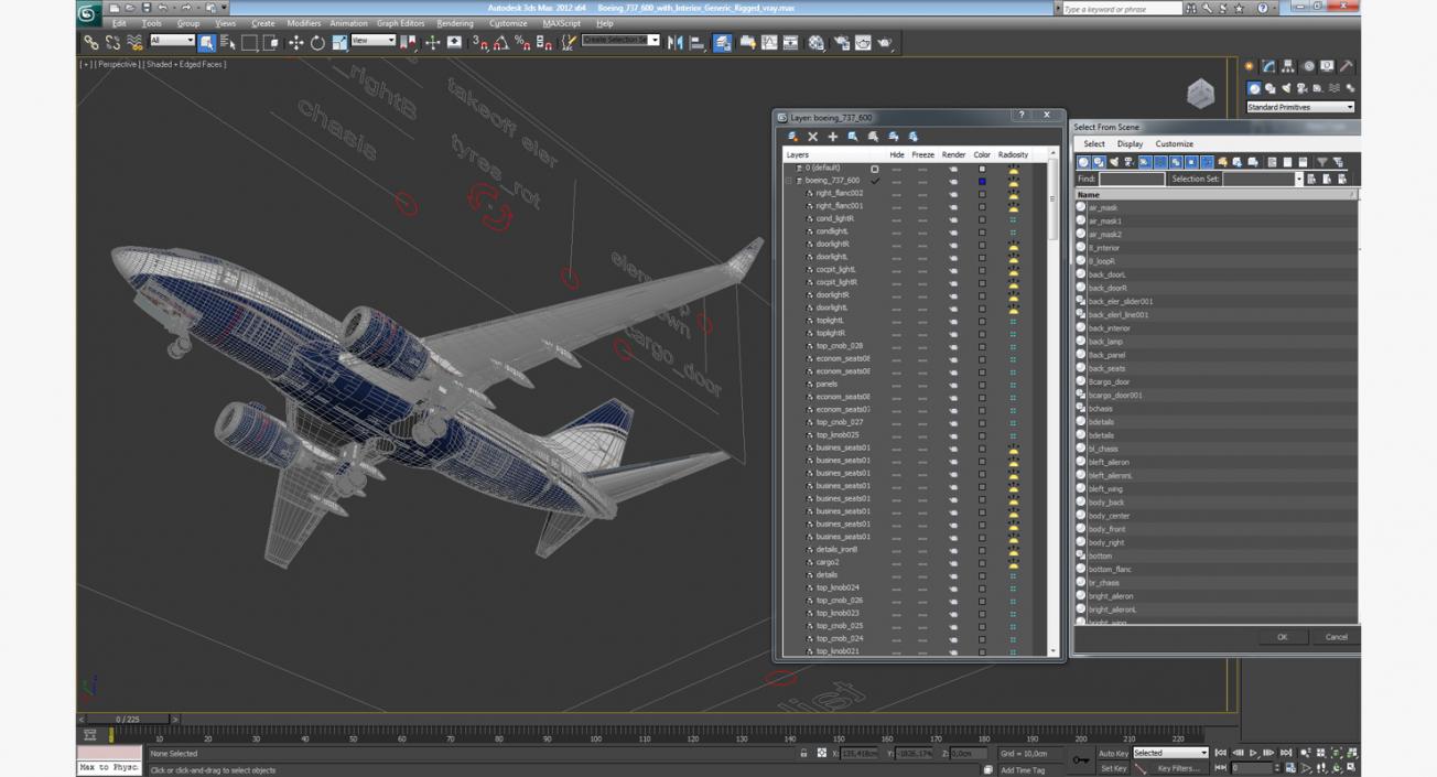 3D Boeing 737-600 with Interior Generic Rigged model