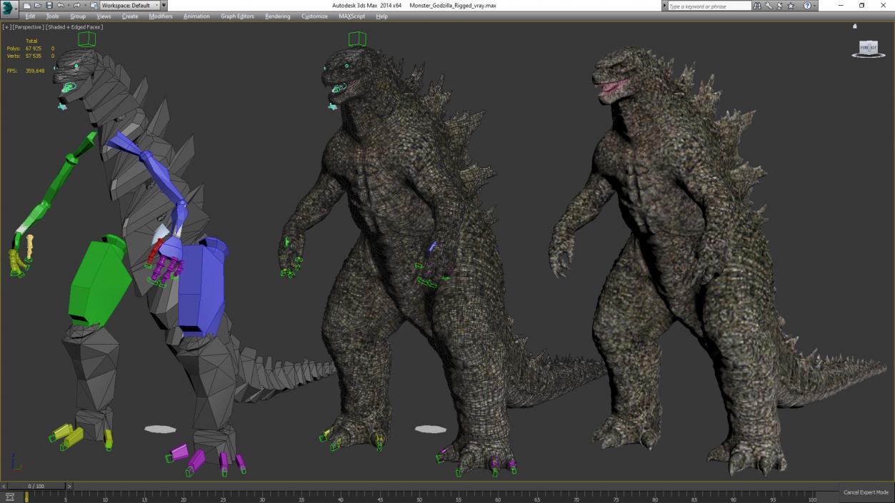 Monster Godzilla Rigged for Maya 3D