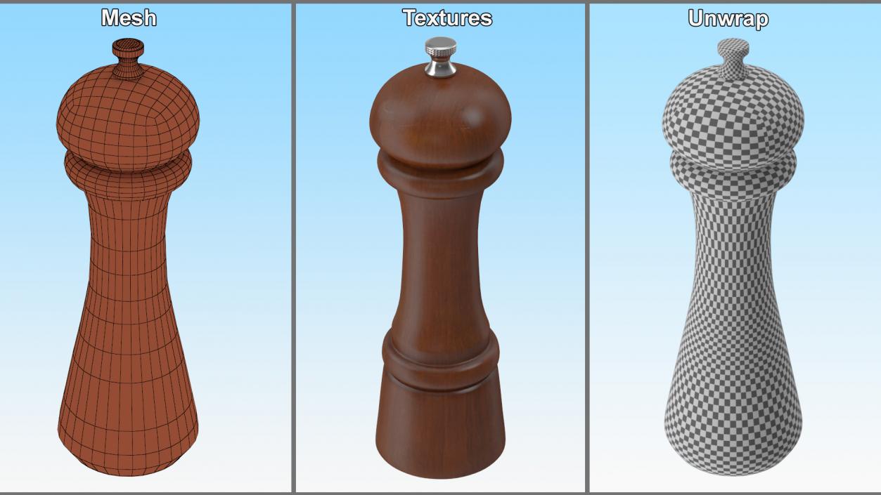 Wooden Salt and Pepper Mill 3D