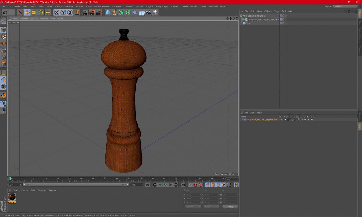 Wooden Salt and Pepper Mill 3D