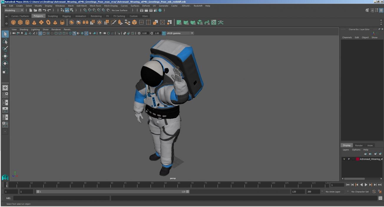 Astronaut Wearing xEMU Greetings Pose 3D