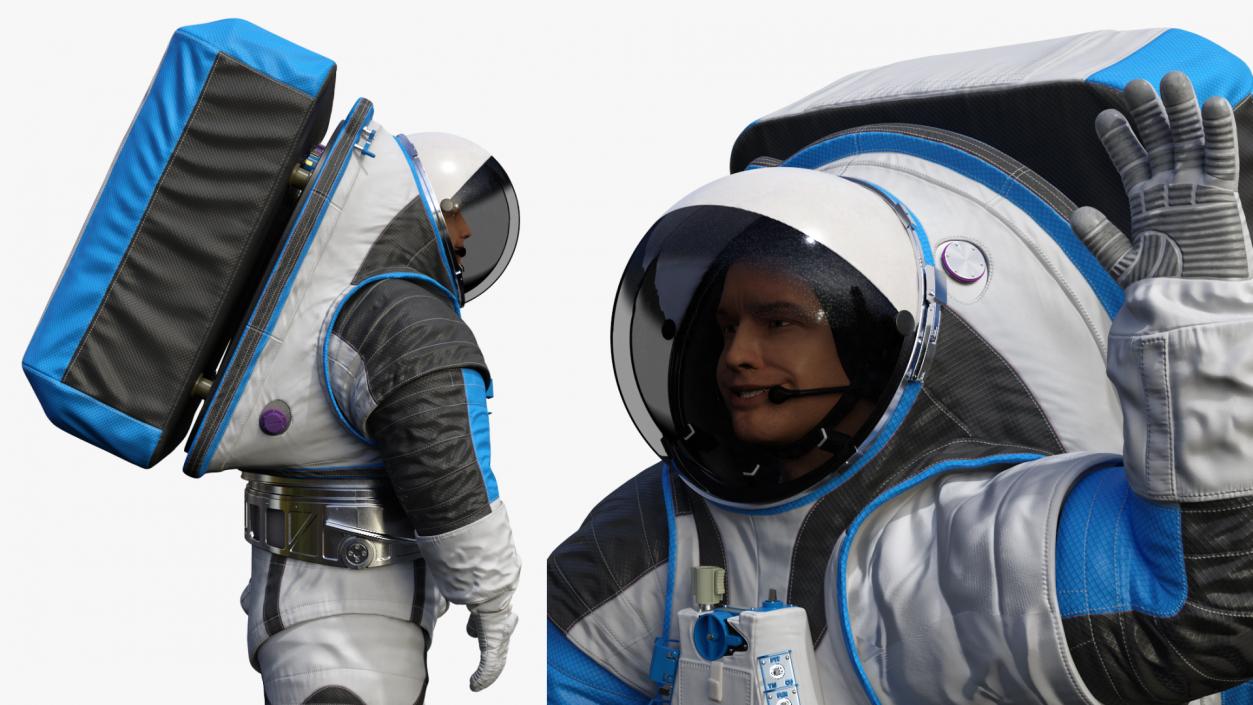 Astronaut Wearing xEMU Greetings Pose 3D