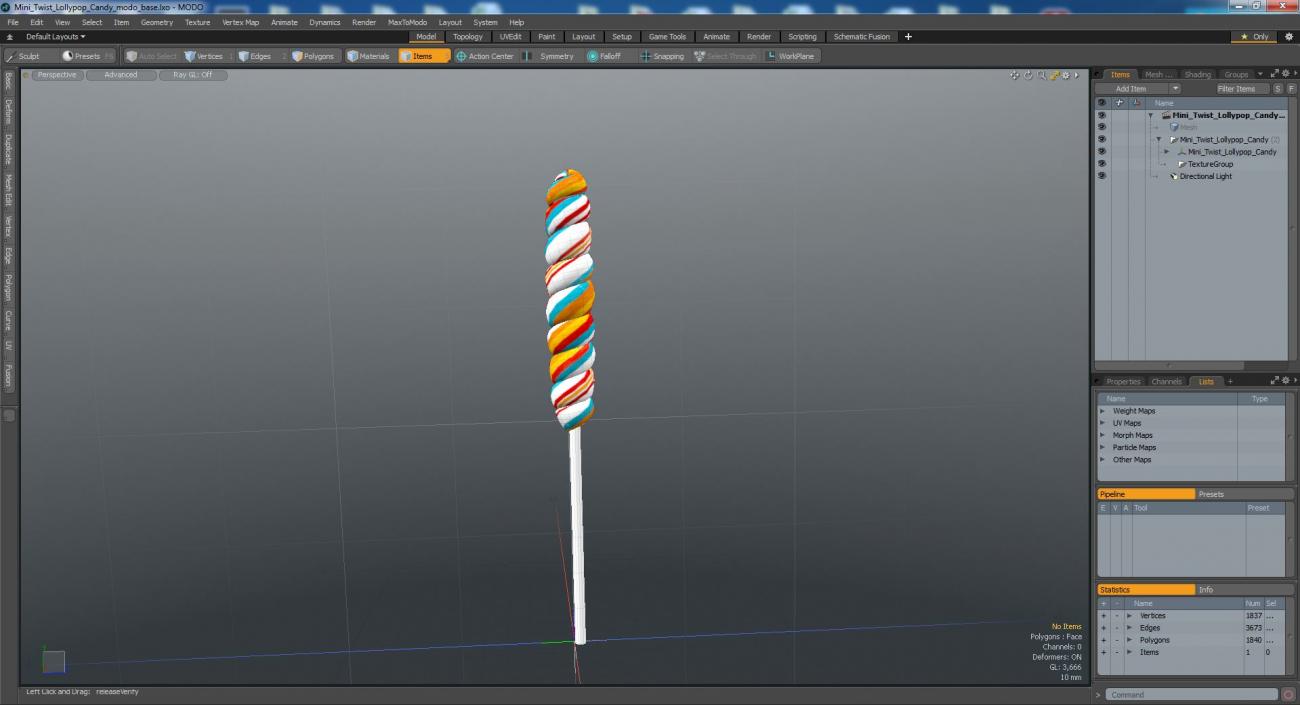 3D model Mini Twist Lollypop Candy