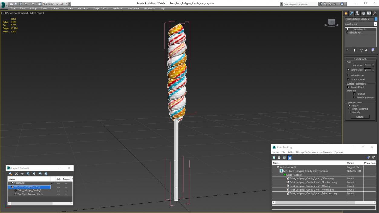 3D model Mini Twist Lollypop Candy