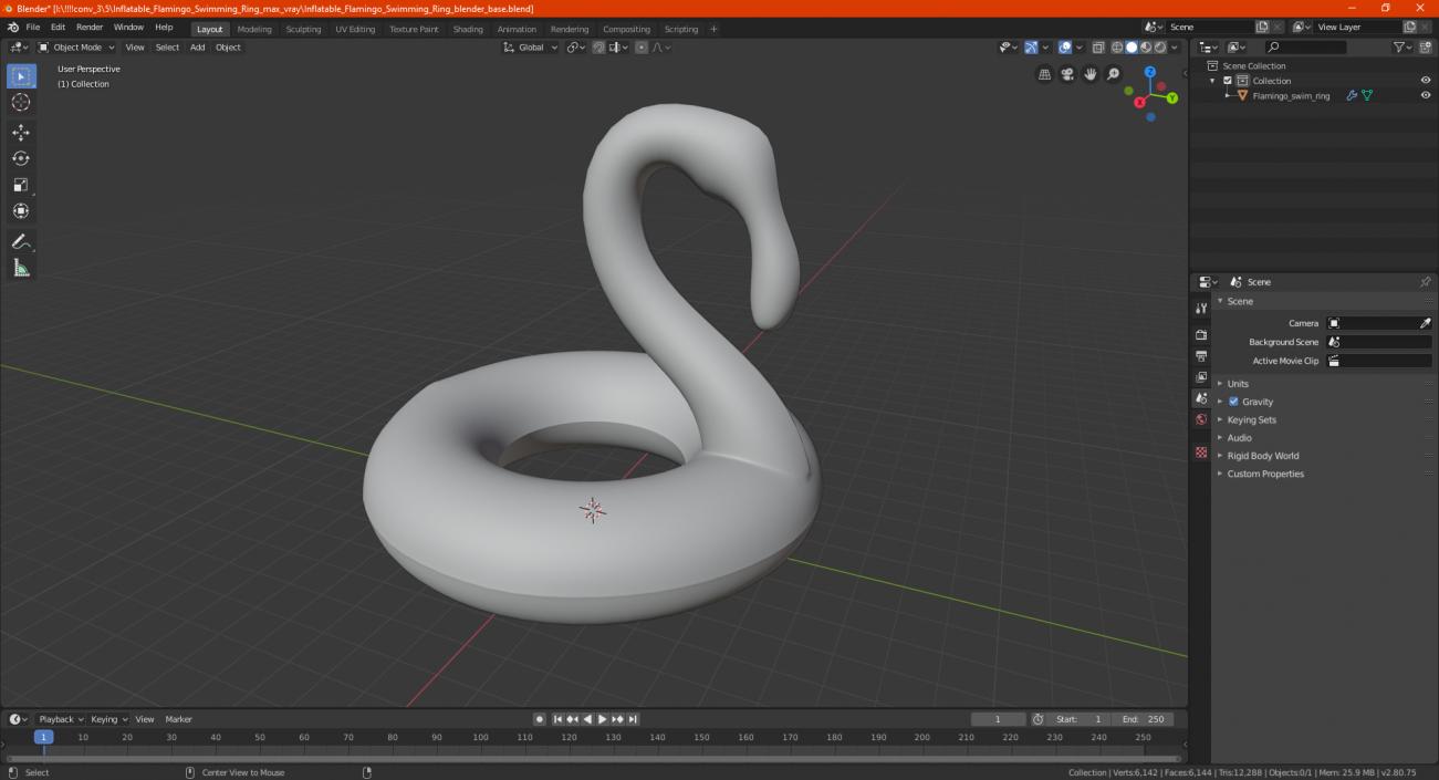 3D Inflatable Flamingo Swimming Ring model