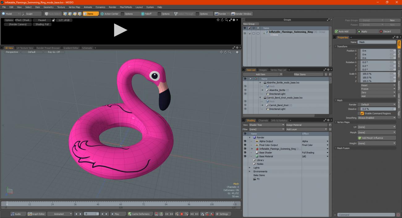 3D Inflatable Flamingo Swimming Ring model