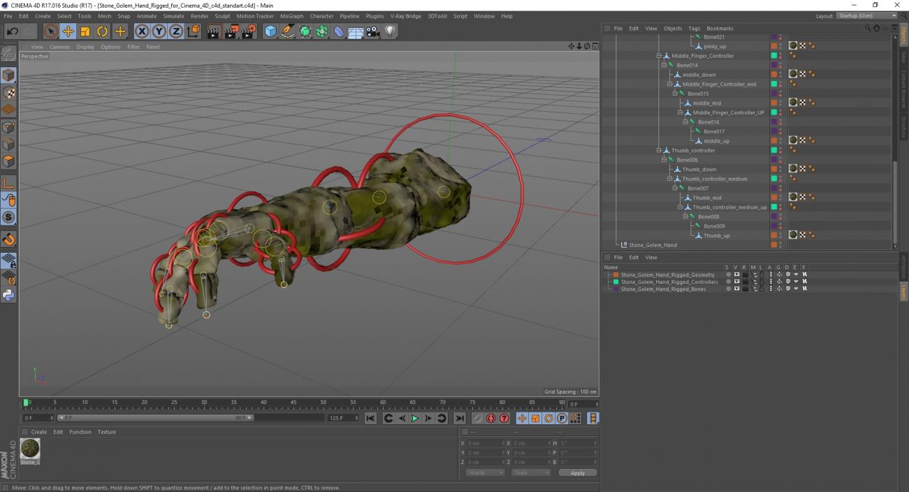 3D model Stone Golem Hand Rigged for Cinema 4D(1)