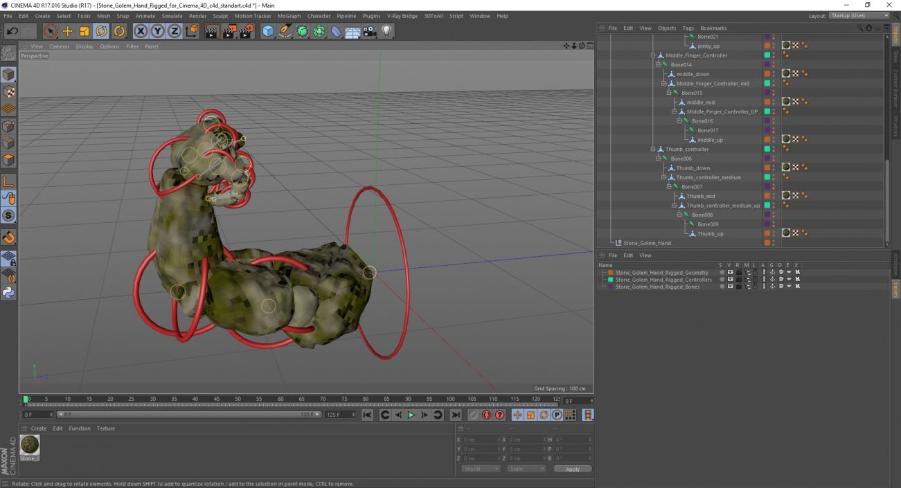 3D model Stone Golem Hand Rigged for Cinema 4D(1)