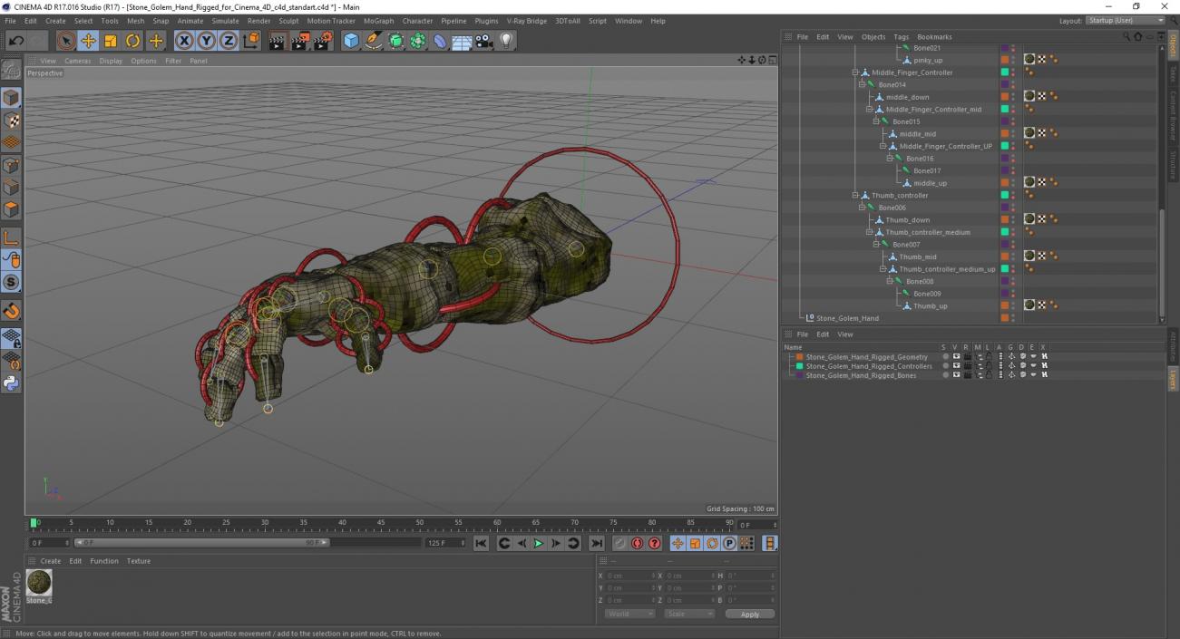 3D model Stone Golem Hand Rigged for Cinema 4D(1)