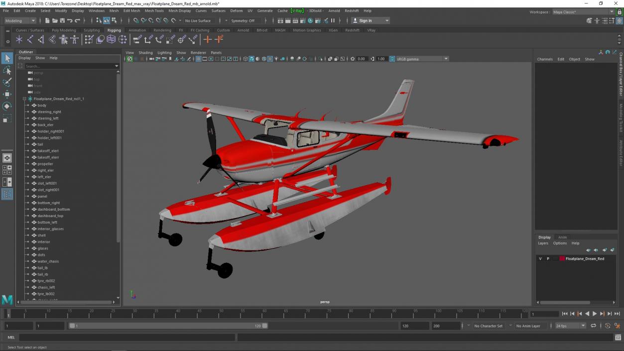 3D model Floatplane Dream Red