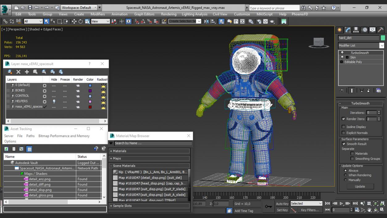 Spacesuit NASA Astronaut Artemis xEMU Rigged 3D model