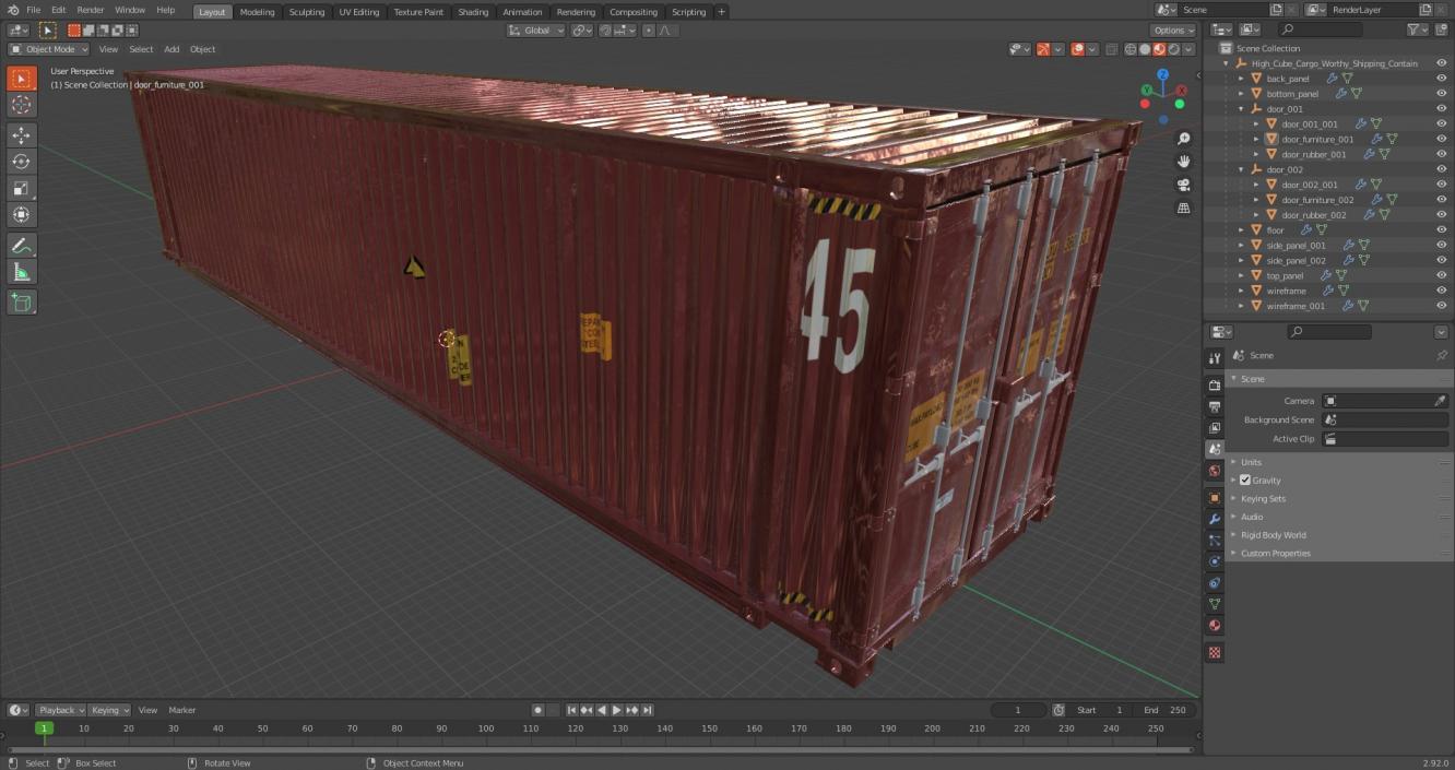 3D High Cube Cargo Worthy Shipping Container 45FT