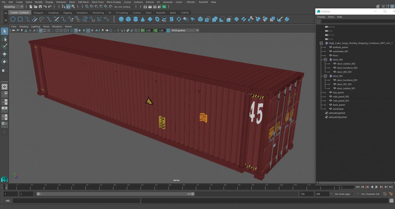 3D High Cube Cargo Worthy Shipping Container 45FT