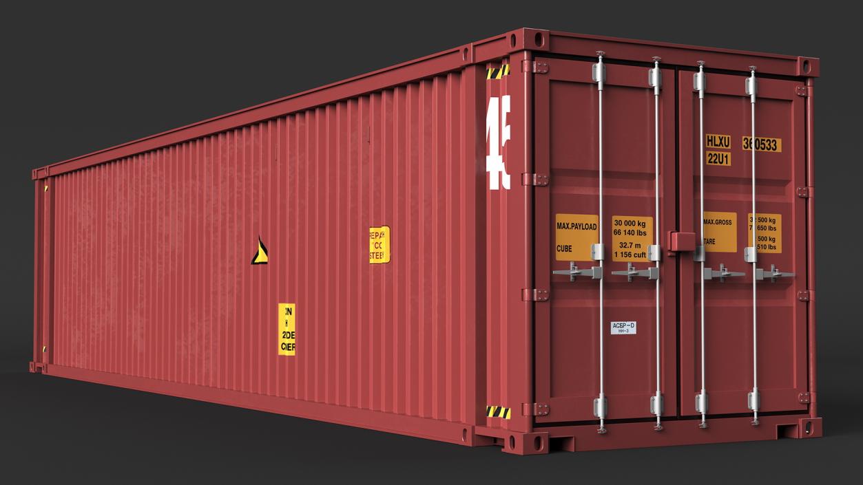 3D High Cube Cargo Worthy Shipping Container 45FT