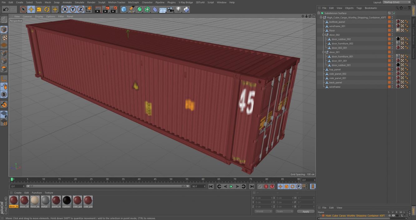 3D High Cube Cargo Worthy Shipping Container 45FT