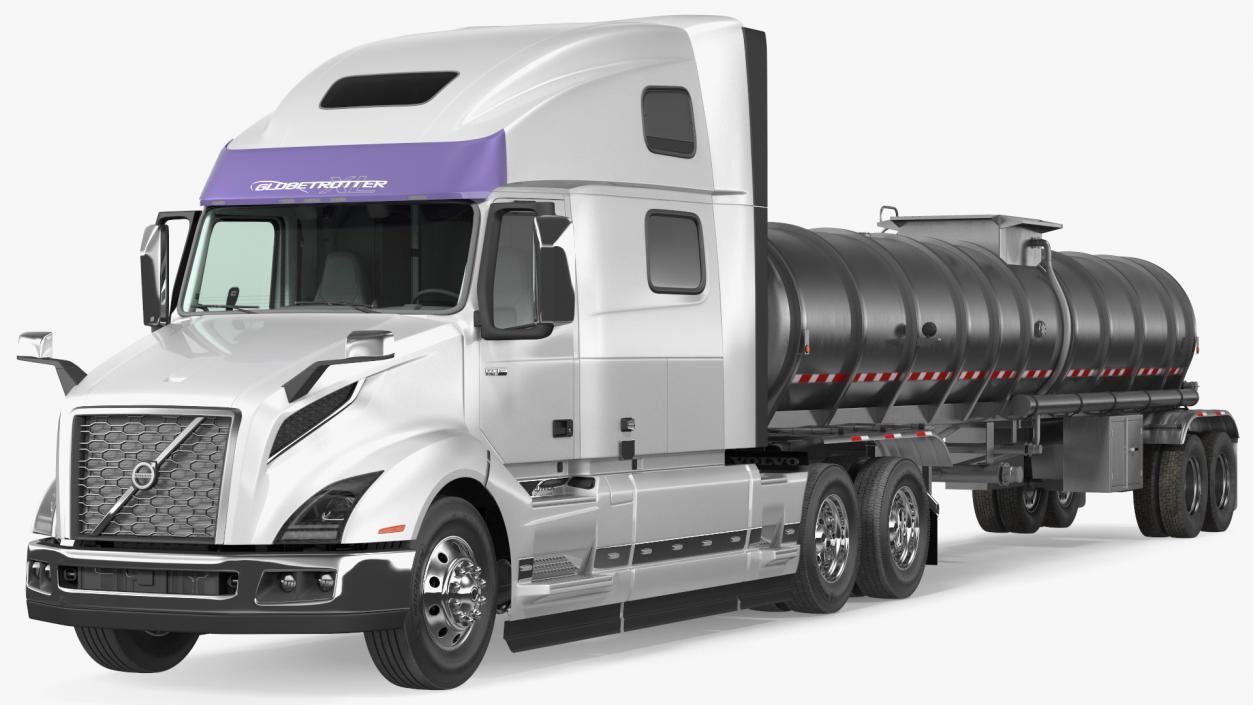 3D Volvo Truck with Tanker Trailer