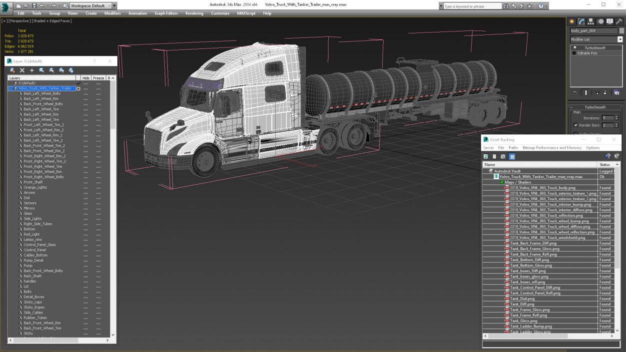 3D Volvo Truck with Tanker Trailer