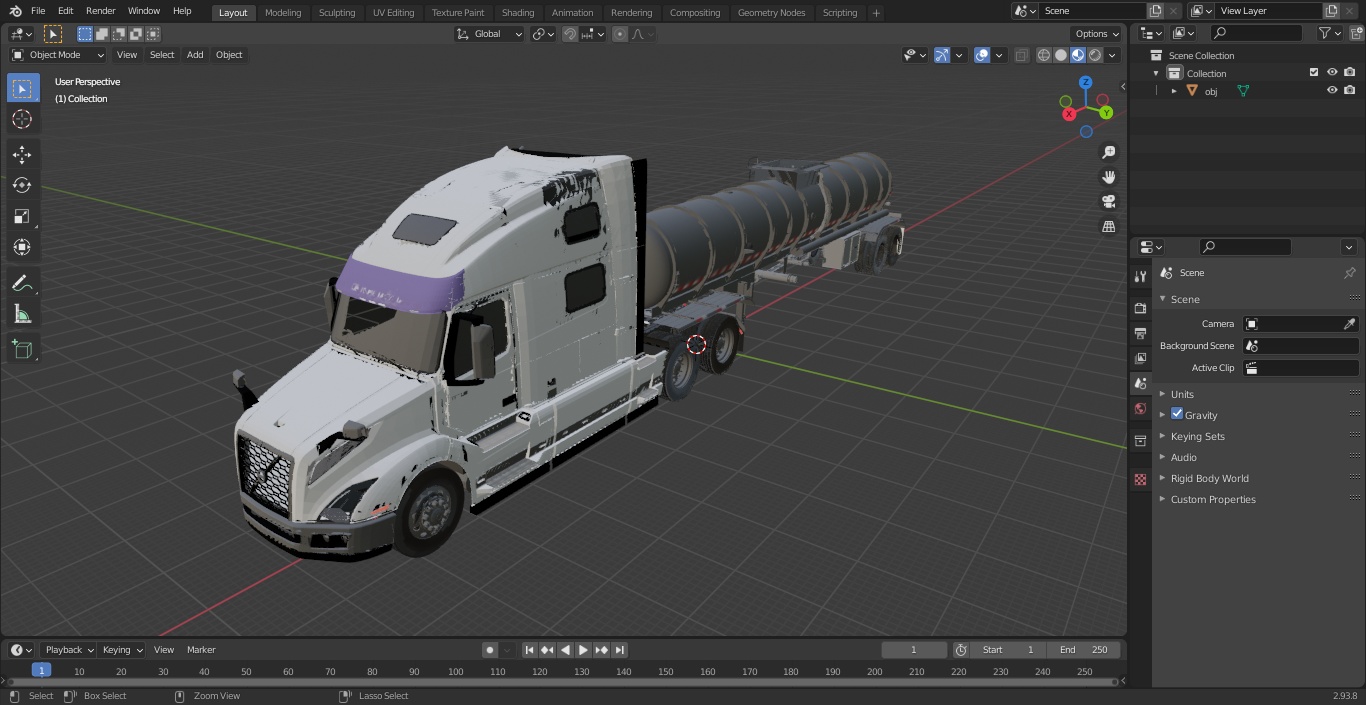 3D Volvo Truck with Tanker Trailer