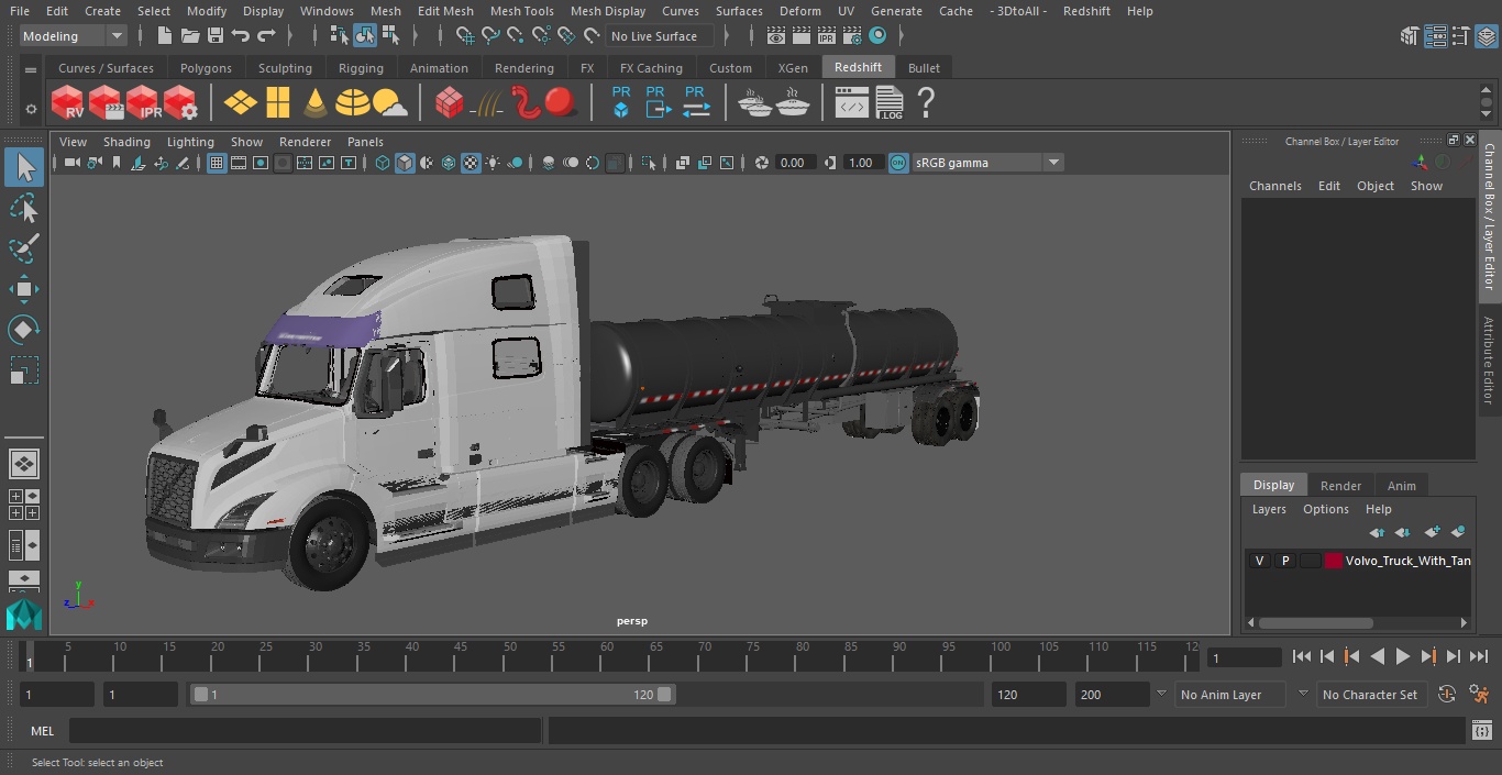 3D Volvo Truck with Tanker Trailer