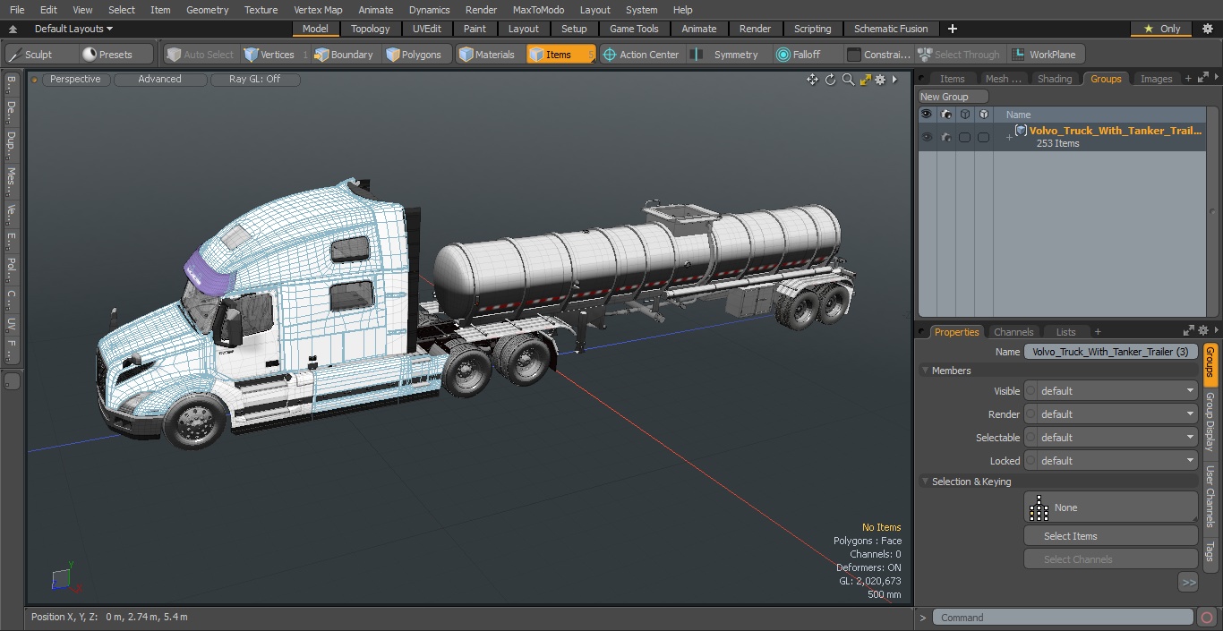 3D Volvo Truck with Tanker Trailer