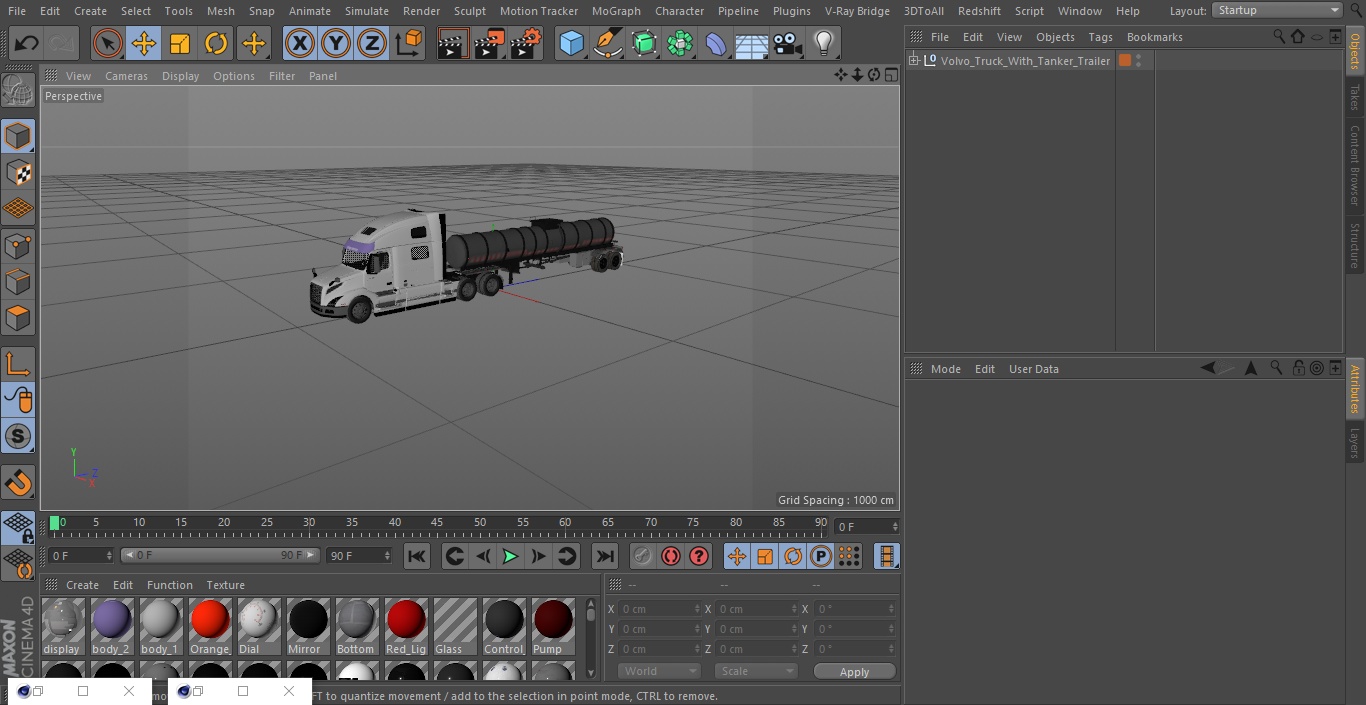 3D Volvo Truck with Tanker Trailer