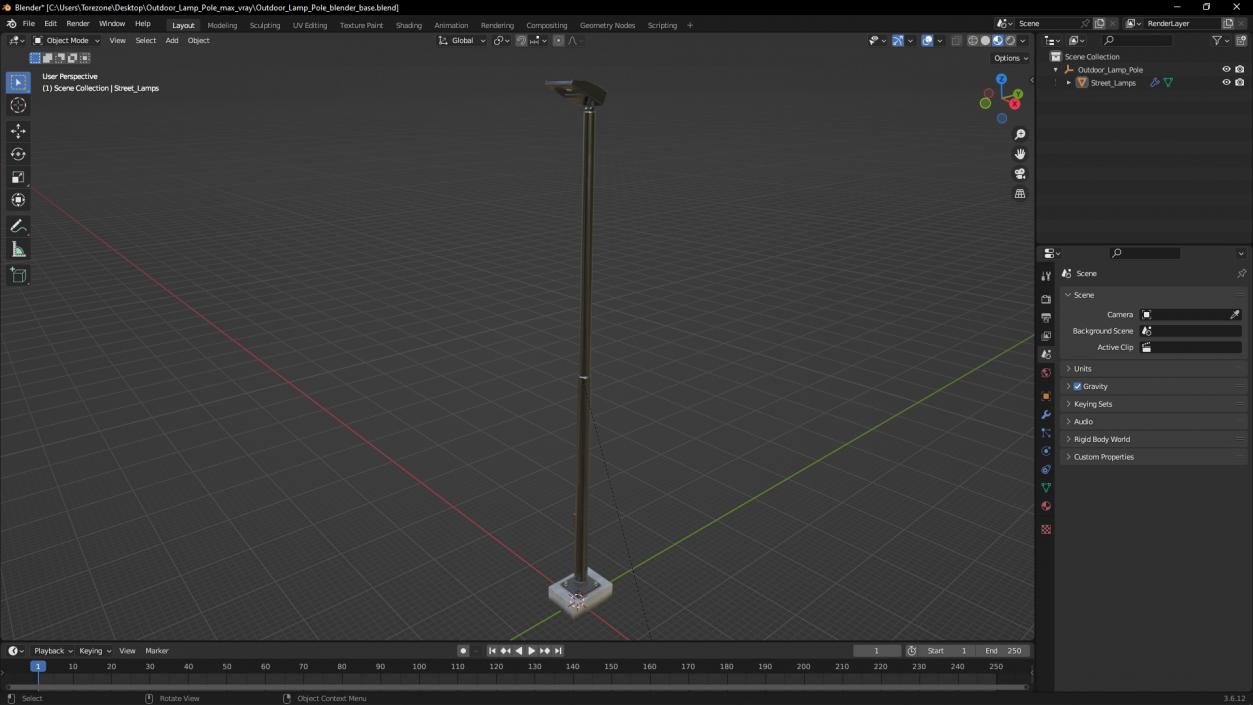 Outdoor Lamp Pole 3D