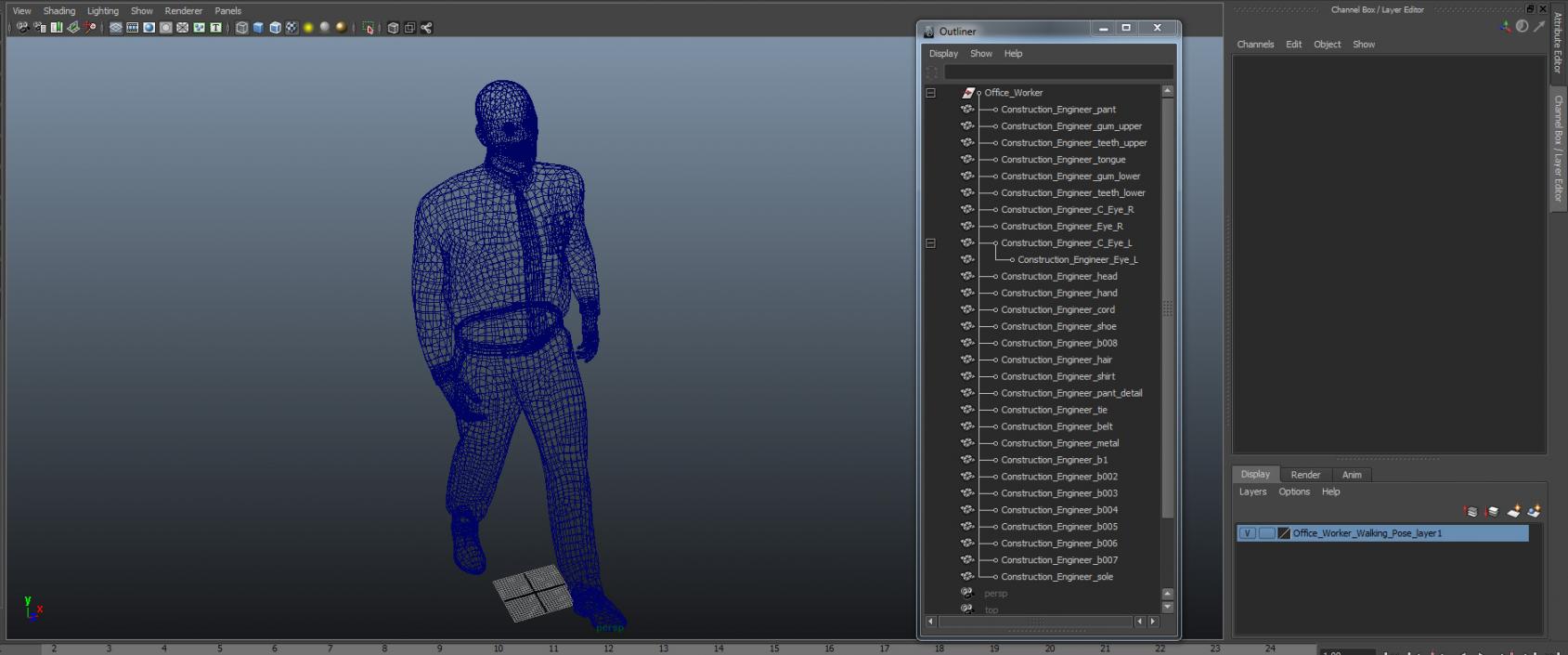 3D Office Worker Walking Pose