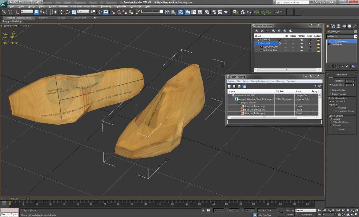 Antique Wooden Shoe Last 3D model