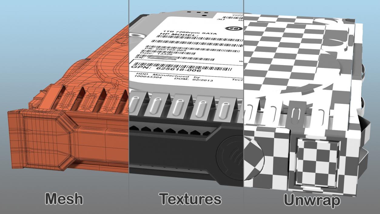 1TB HDD 3D model