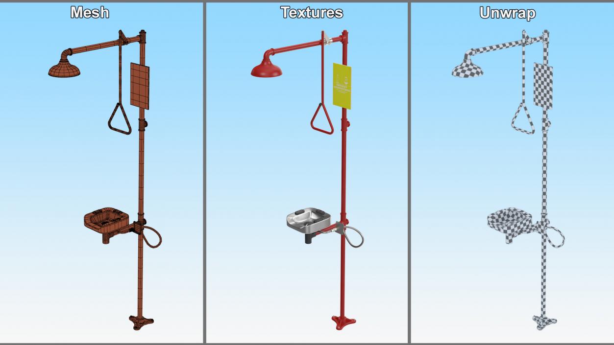 3D model Safety Shower Station Red