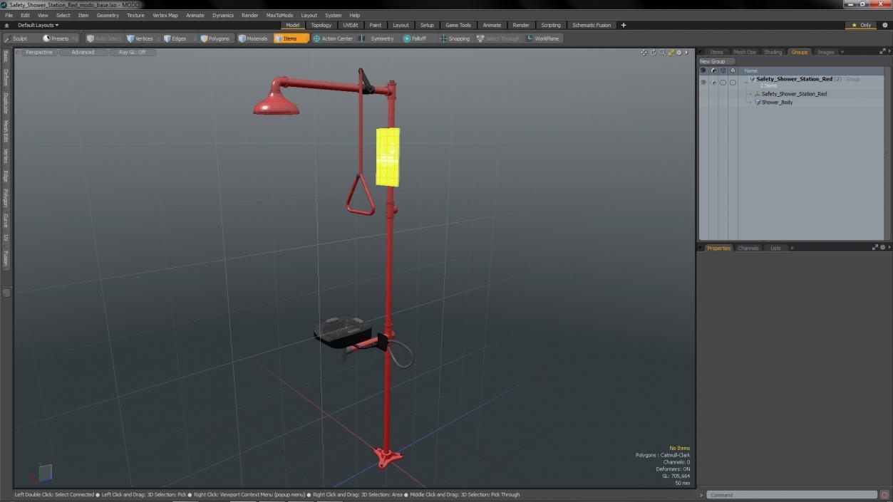 3D model Safety Shower Station Red