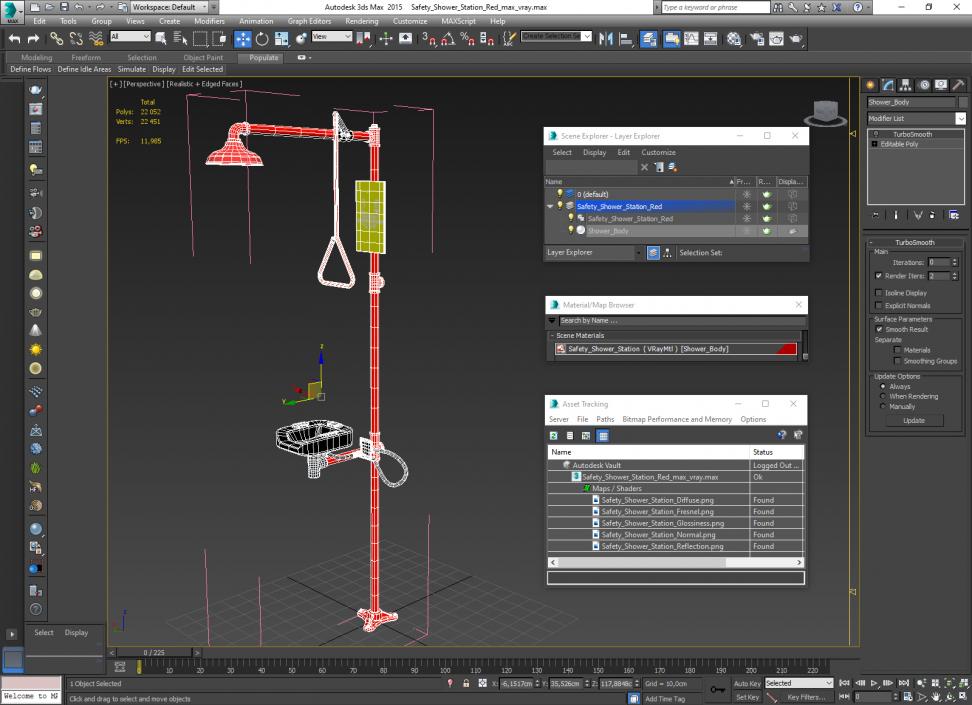 3D model Safety Shower Station Red