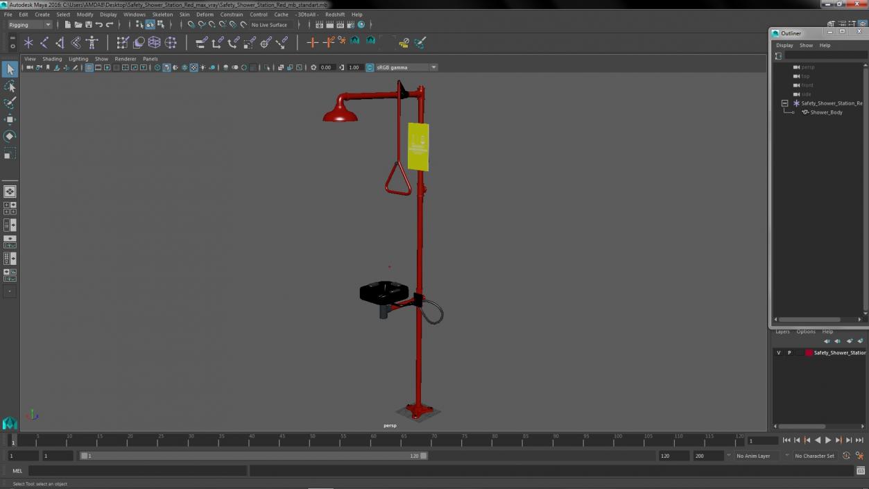 3D model Safety Shower Station Red